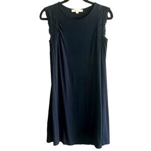 LOFT Navy Eyelet Embroidered Cap Sleeve Shift Dress XS